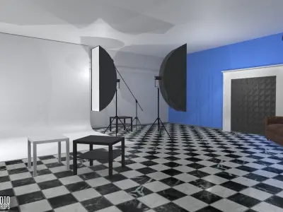 Photo studio - interior and props Low-poly 3D model