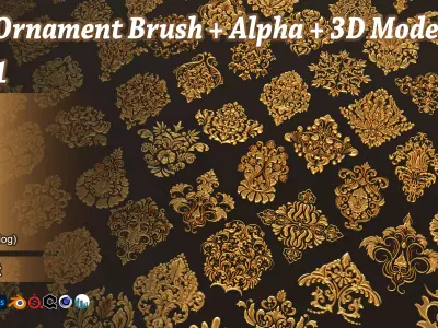 205 Ornament Brush Alphas 3D model vol 1  3D model