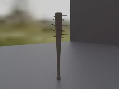 3D MODEL BITS LOW POLY wooden stick with nails Low-poly 3D model