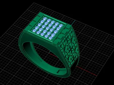 Print Ready STL 3DM  Gents Rings Diamond Men Ring  3D print model 211