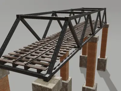 Train Bridge - Iron - Ponte de Trem Low-poly 3D model