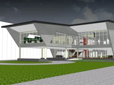 Layout for Precast factory and office 3D model