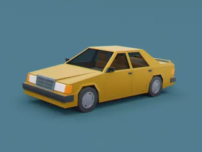 Stylized Cartoon Euro Sedan Car  Low-poly 3D model