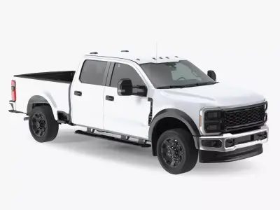 White Heavy Duty Pickup Truck 3D model