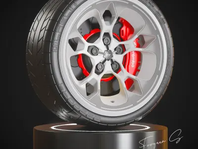 Hypersport car Wheel M1 Low-poly 3D model