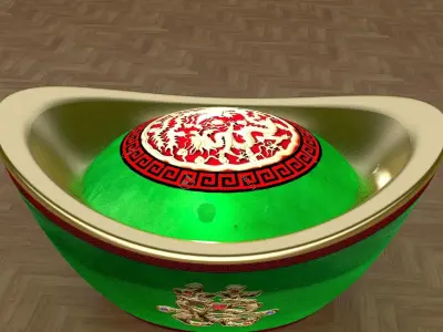 Chinese gold Ingot  3D model