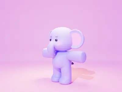 Cartoon cute elephant 3D model