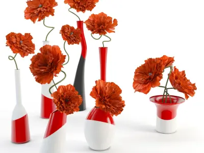 Poppies Low-poly 3D model