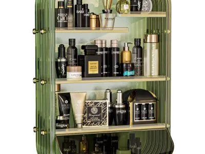 Designer shelf with luxury cosmetics for bathroom  3D model