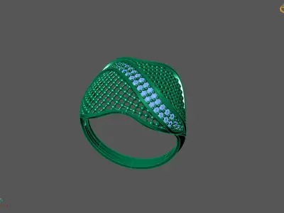 Women Ring With Stone Diamond Ready STL 3DM Models Womens Rings 3D print model 3