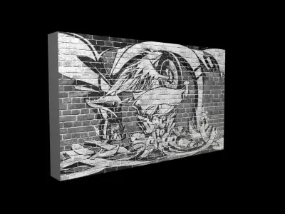  Graffiti wall Low-poly 3D model