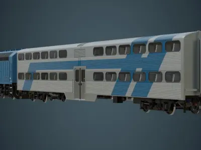 Locomotive And Railcar 1A Low-poly 3D model