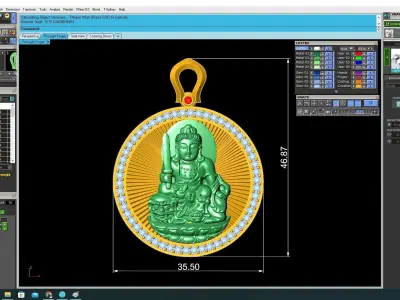 Luxury Round Buddha Pendant with Diamond Halo 3D Model 3614 3D print model
