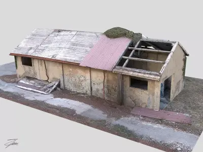 Abandoned building 02 Low-poly 3D model