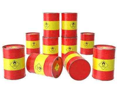 Set of barrels and pallets 3D model