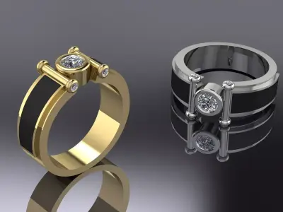 Jewelry Mens Ring Gold 3D print model shop