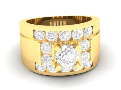 Luxury Gold Men Ring with Multiple Diamonds 150 3D print model