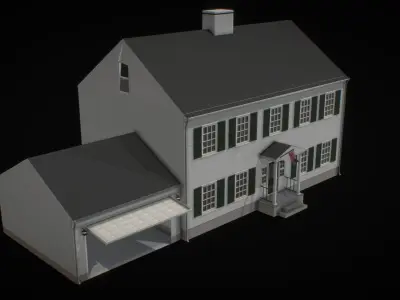 Colonial  House Free low-poly 3D model