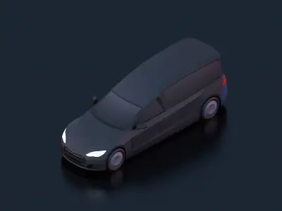 Cartoon Low Poly Tesla Electric Cars Pack Low-poly 3D model