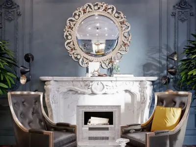 Blue neoclassic interior 3D model