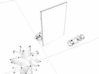 Christmas greeting card with ribbon flowers 3d model  Low-poly 3D model