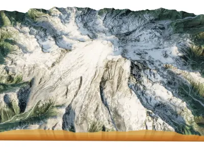 snowy mountain with slopes and forests Free 3D model