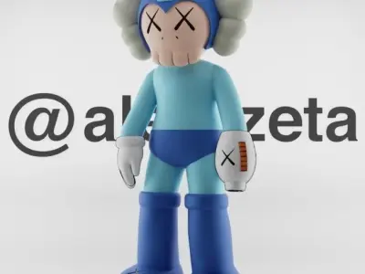 Kaws Megaman Textured Low-poly 3D model