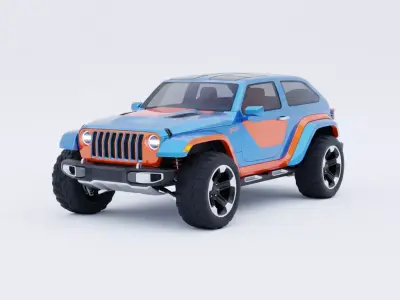 Futuristic Concept Off-Road 4x4 SUV Low-poly 3D model