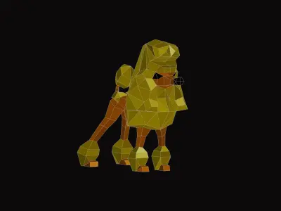 Polygonal Poodle Dog Low-poly 3D model