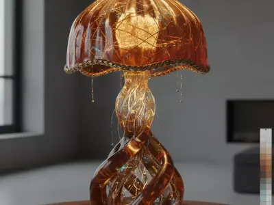 Translucent Amber Resin Table Lamp 3D print model