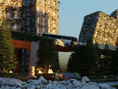 post-apocalyptic city 3D model