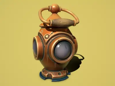 Fantasy bronze lamp Low-poly 3D model
