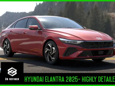 Hyundai Elantra 2024 -Detailed-Vray-Redshift-Unreal-lightrig 3D model