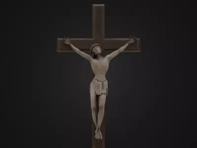 Old Dirty Crucifix Jesus in Cross Low-poly 3D model