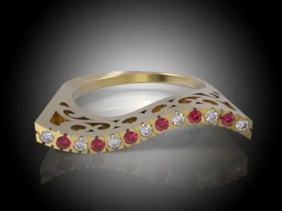 Beauty Sterling Silver Stylish Sail Ring Ornaments and Stones  3D print model