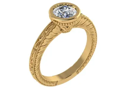 Round Bezel Setting Engraving Ring 1744 3D print model
