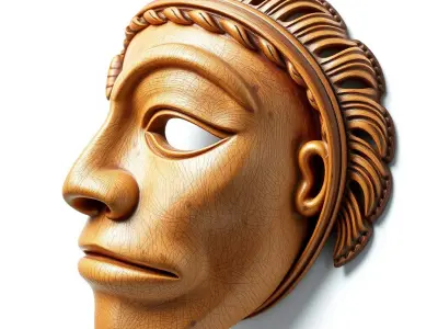 Ceremonial Mask Carved Texture model pack Low-poly 3D model