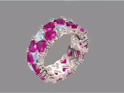 luxury heart tennis eternity ring  3D print model