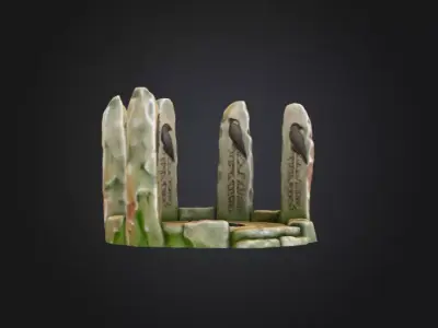 Ancient Raven Ritual Circle Low-poly 3D model