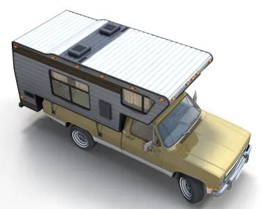 80s American  camper truck Low-poly 3D model