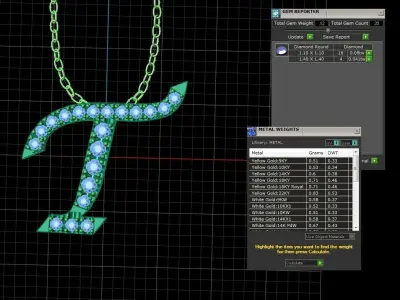 Jewelry Alphabet Pendant T 3D print model