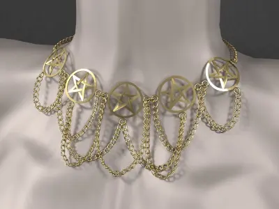 Collar accessory w stars  chains 3D model