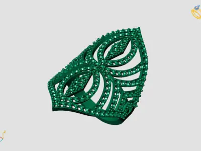 Vintage Womens Diamond Ring Women Rings 3dmodels 3D print model 3D print model 8