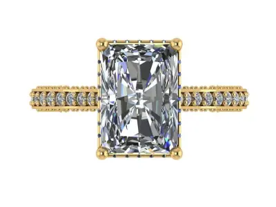 radiant  cut luxury solitare with all pave under - around  shank 3D print model