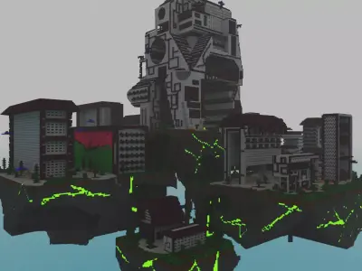 fly city Free low-poly 3D model