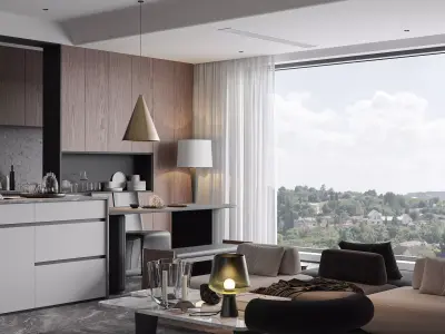 Modern living room dining room interior scenes 228 3D model