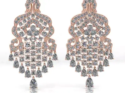 pear and round high earring jewelry  3D print model