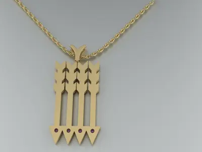 Ladies Flush Set Round Arrow Pendant Gold Silver Jewelry 3D print model