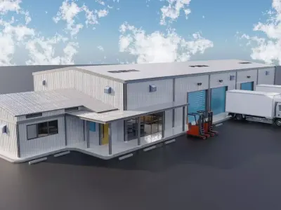 Warehouse industrial building Low-poly 3D model