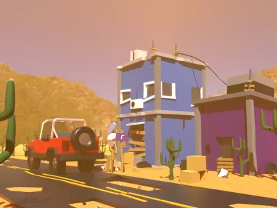 Abandoned Street Club Free low-poly 3D model